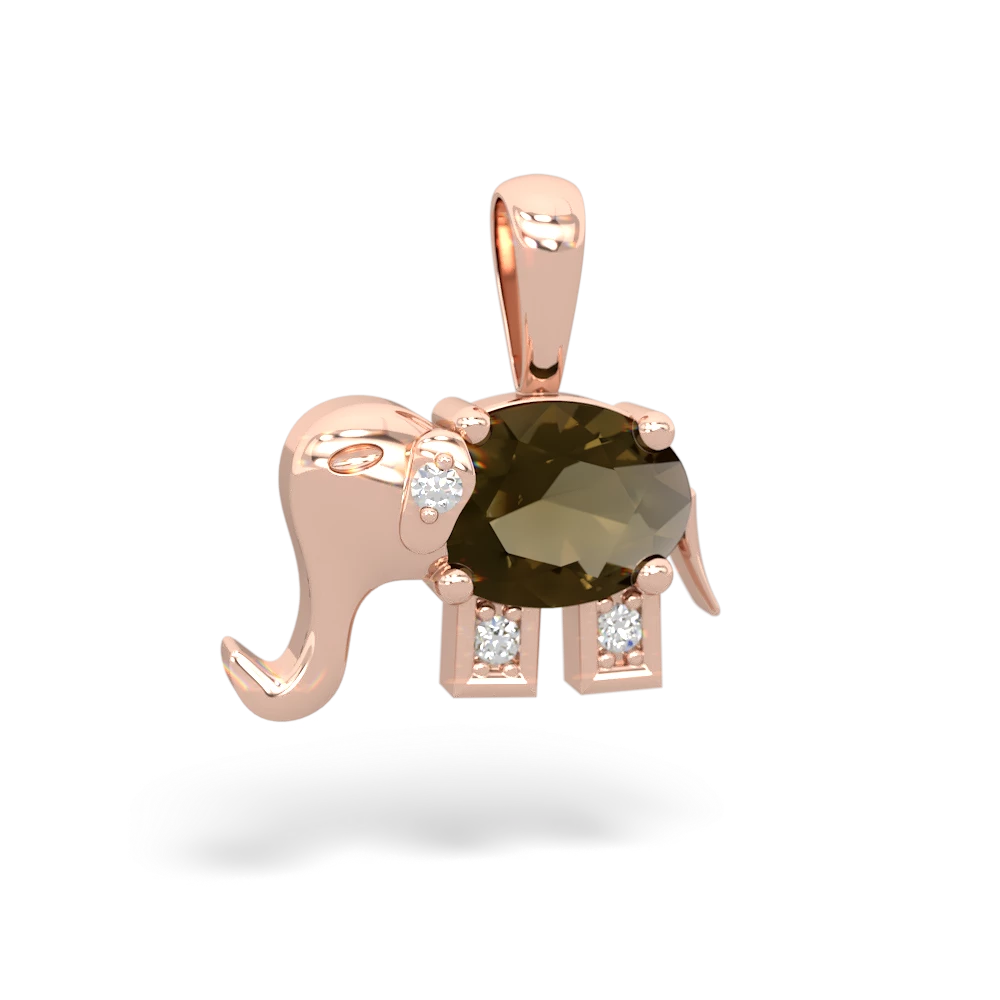 Smoky Quartz Elephant 14K Rose Gold pendant P2555