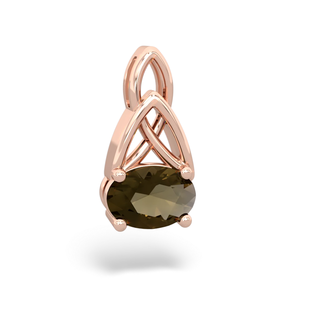 Smoky Quartz Celtic Trinity Knot 14K Rose Gold pendant P2389