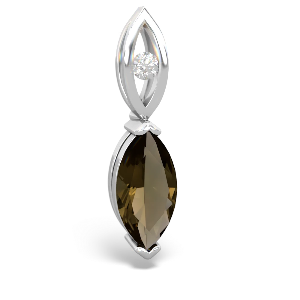 Smoky Quartz Marquise Drop 14K White Gold pendant P5333