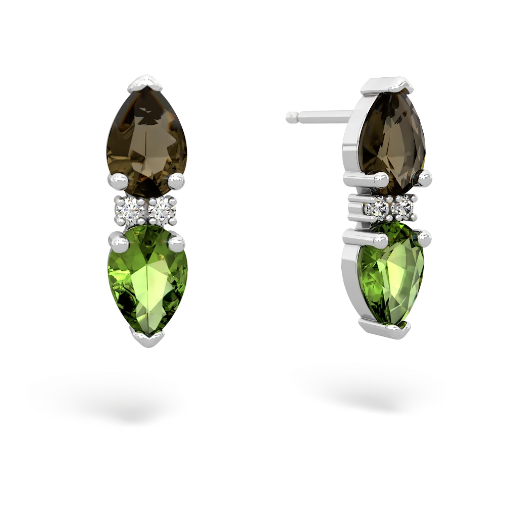 Smoky Quartz Bowtie Drop 14K White Gold earrings E0865