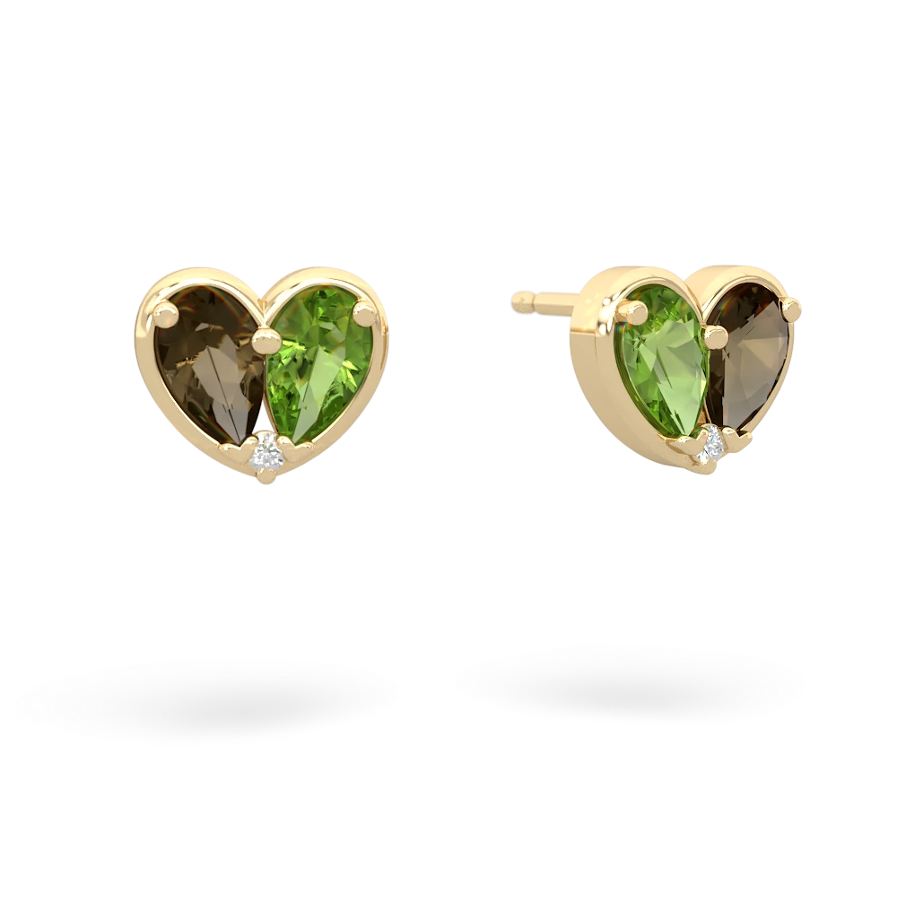 Smoky Quartz 'Our Heart' 14K Yellow Gold earrings E5072