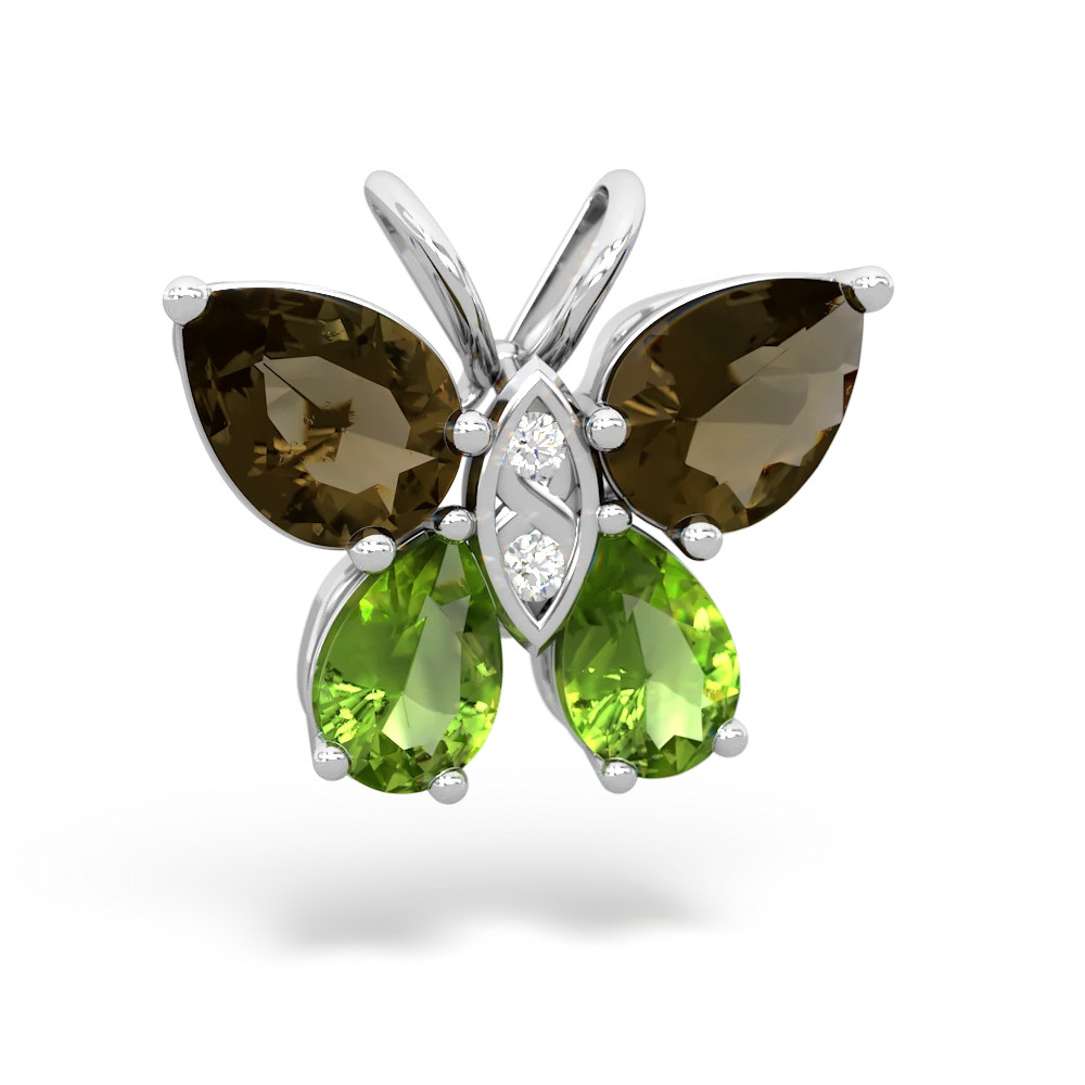 Smoky Quartz Butterfly 14K White Gold pendant P2215