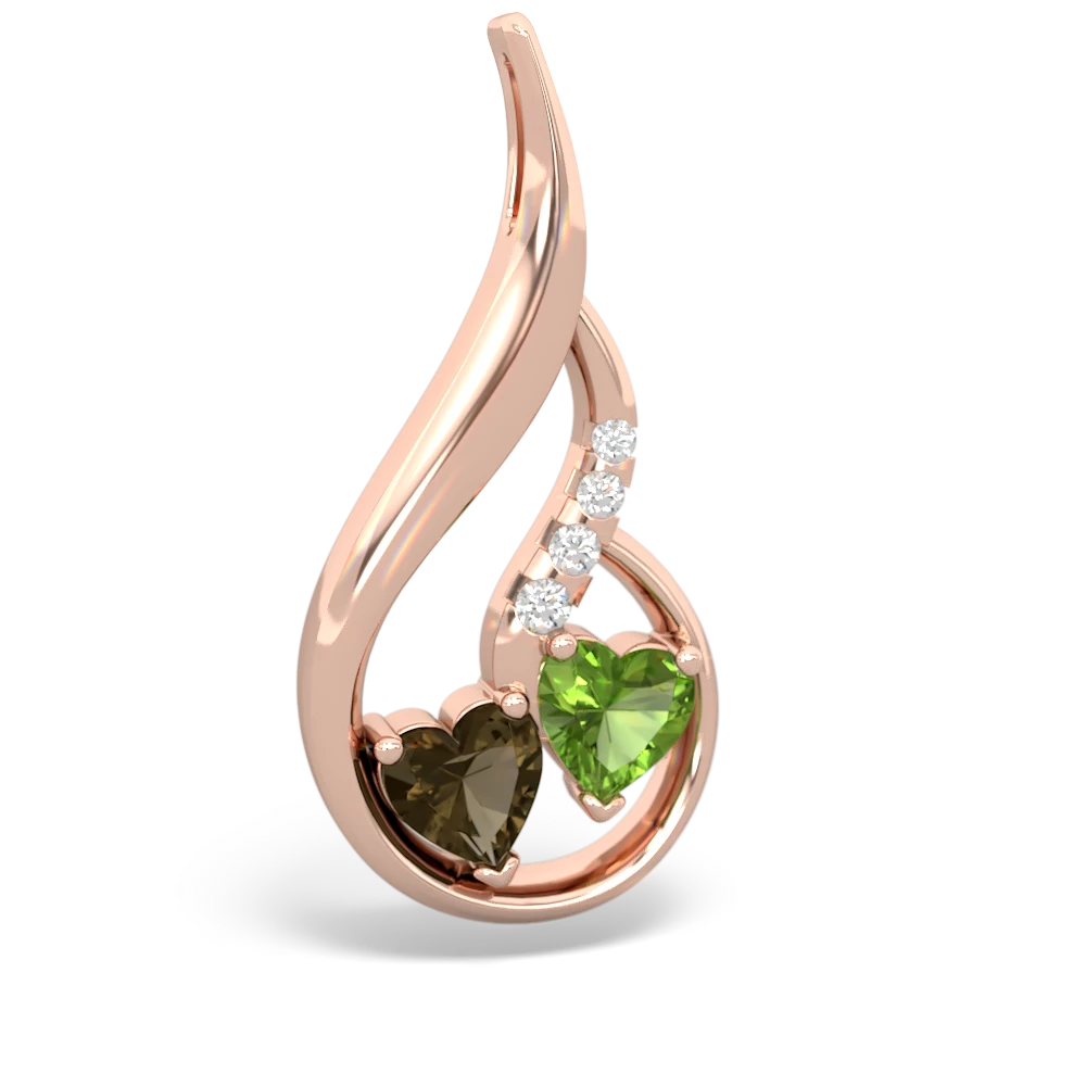 Smoky Quartz Keepsake Curves 14K Rose Gold pendant P5450