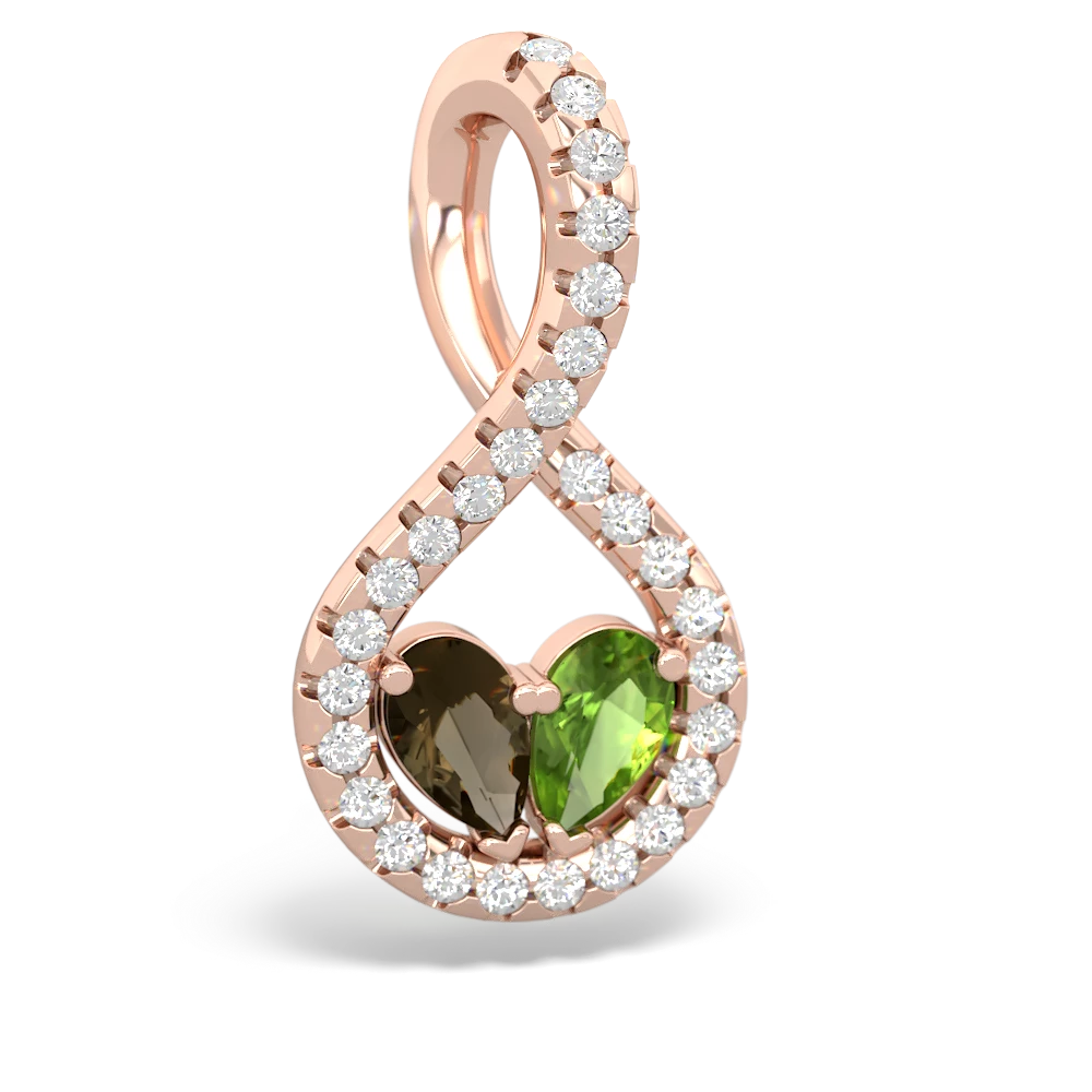 Smoky Quartz Pave Twist 'One Heart' 14K Rose Gold pendant P5360