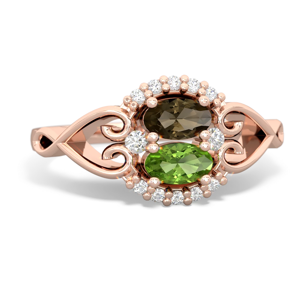 Smoky Quartz Love Nest 14K Rose Gold ring R5860