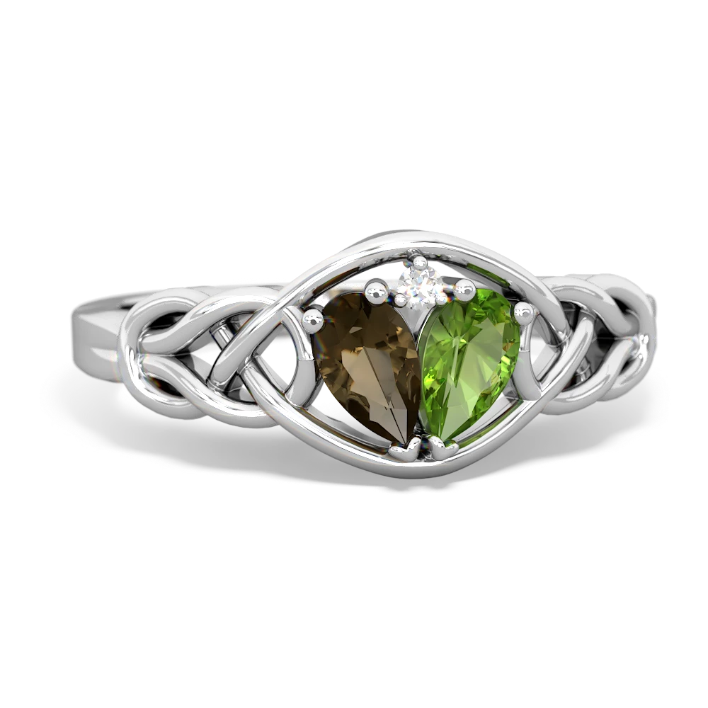 Smoky Quartz Celtic Love Knot 14K White Gold ring R5420