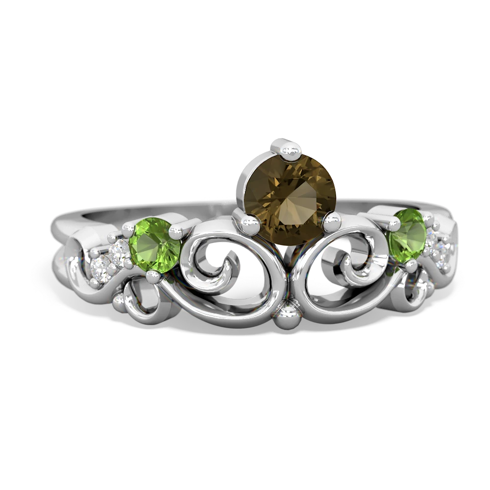 Smoky Quartz Crown Keepsake 14K White Gold ring R5740