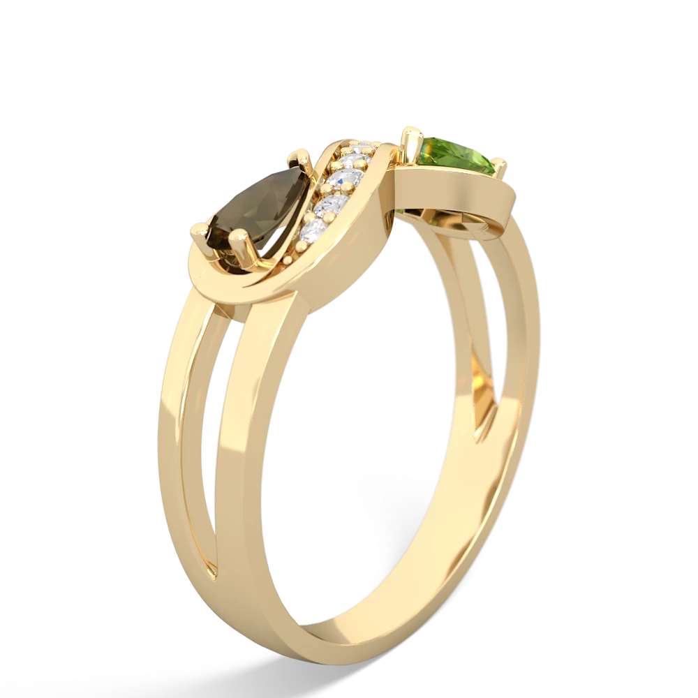 Smoky Quartz Diamond Infinity 14K Yellow Gold ring R5390