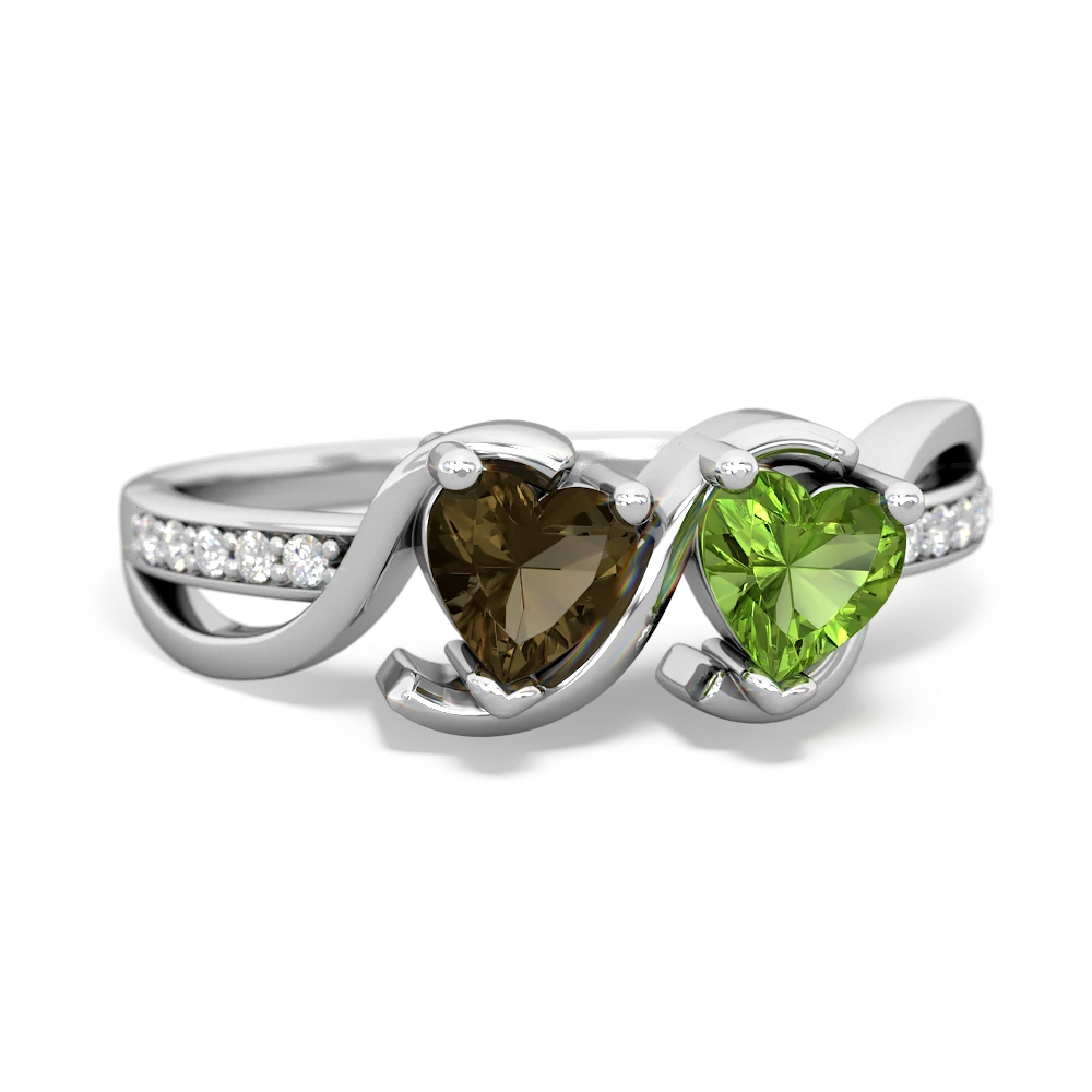 Smoky Quartz Side By Side 14K White Gold ring R3090