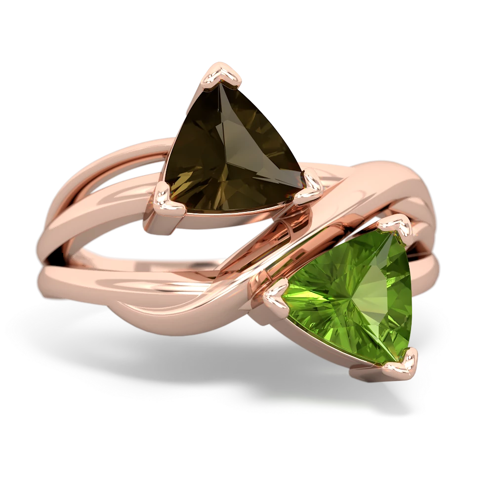 Smoky Quartz Split Band Swirl 14K Rose Gold ring R2341