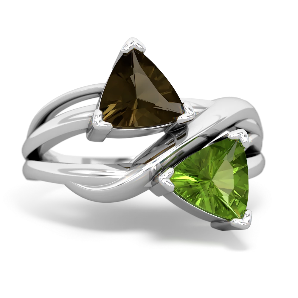 Smoky Quartz Split Band Swirl 14K White Gold ring R2341