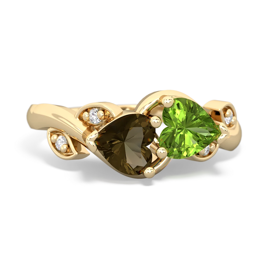 Smoky Quartz Floral Elegance 14K Yellow Gold ring R5790