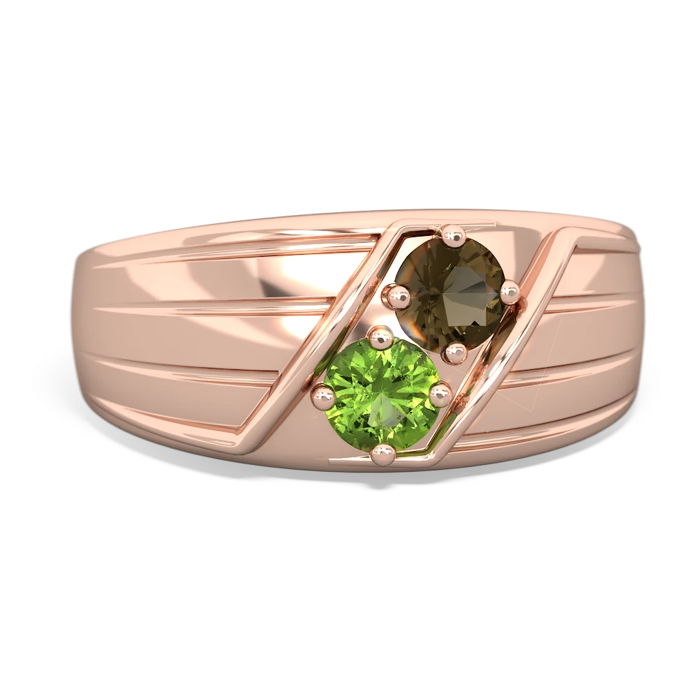 Smoky Quartz Men's Streamline 14K Rose Gold ring R0460