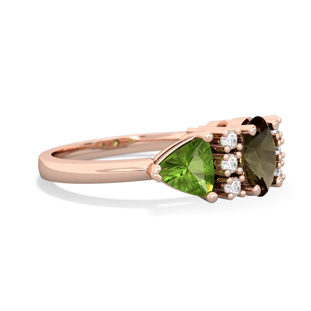 Smoky Quartz Antique Style Three Stone 14K Rose Gold ring R2186