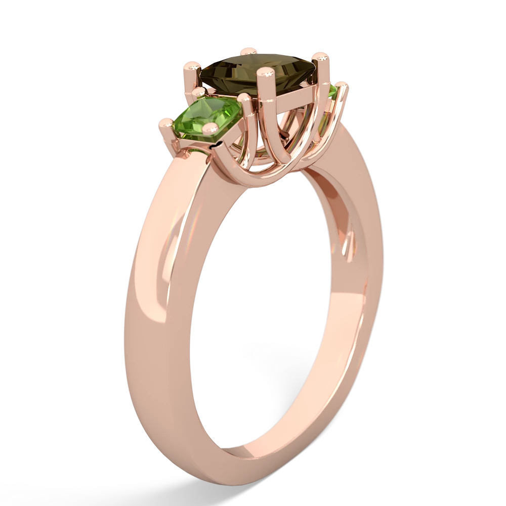 Smoky Quartz Three Stone Trellis 14K Rose Gold ring R4015