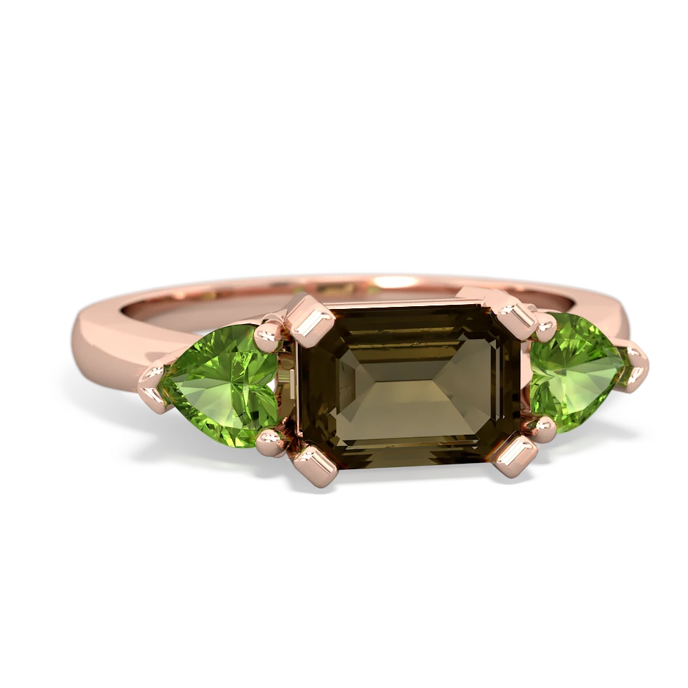 Smoky Quartz Three Stone 14K Rose Gold ring R5235