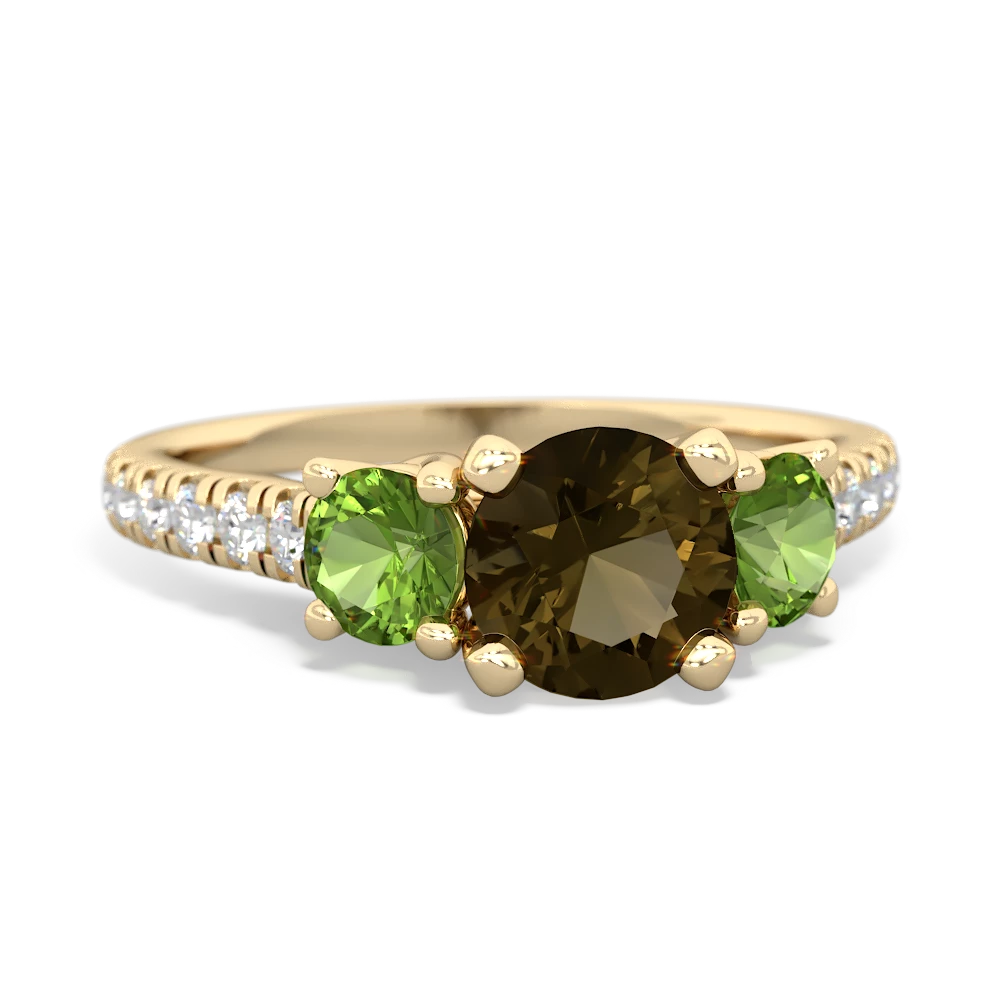 Smoky Quartz Pave Trellis 14K Yellow Gold ring R5500