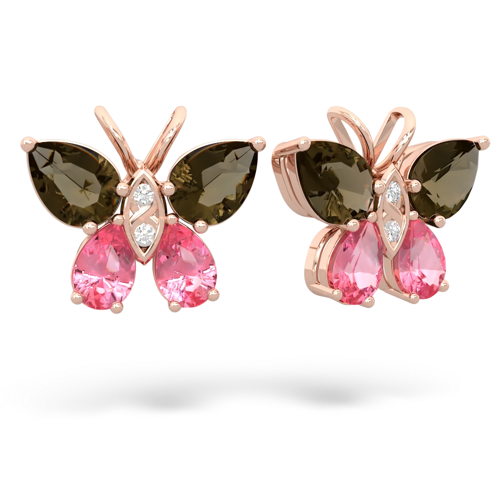 Smoky Quartz Butterfly 14K Rose Gold earrings E2215