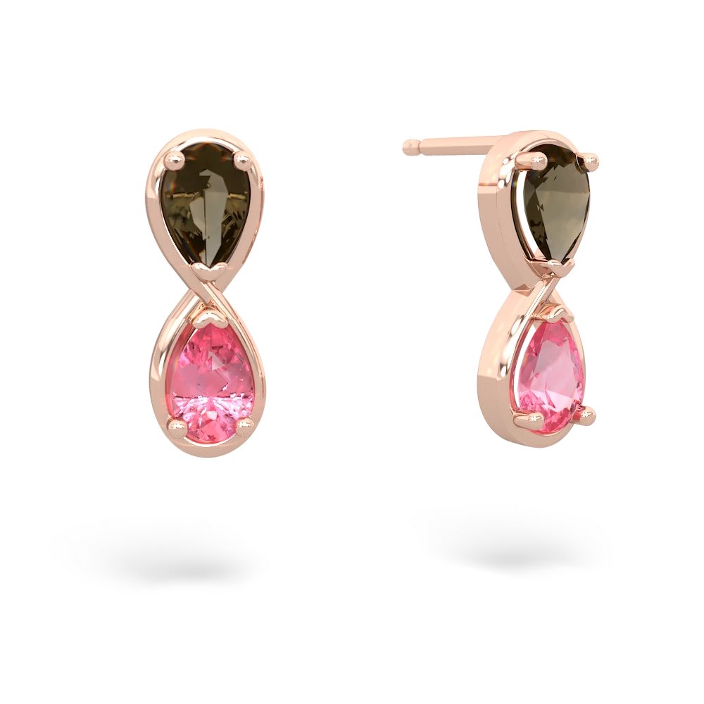 Smoky Quartz Infinity 14K Rose Gold earrings E5050