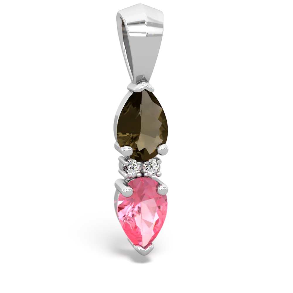 Smoky Quartz Bowtie Drop 14K White Gold pendant P0865