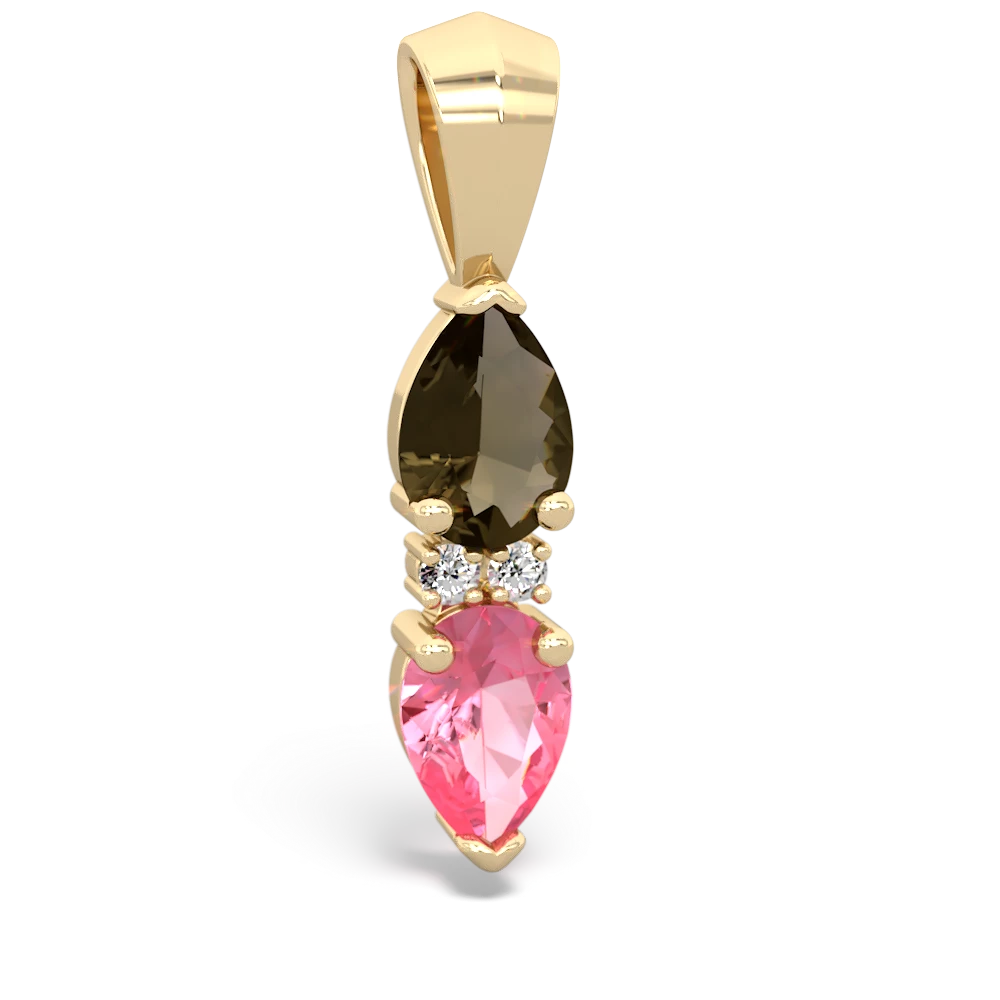 Smoky Quartz Bowtie Drop 14K Yellow Gold pendant P0865
