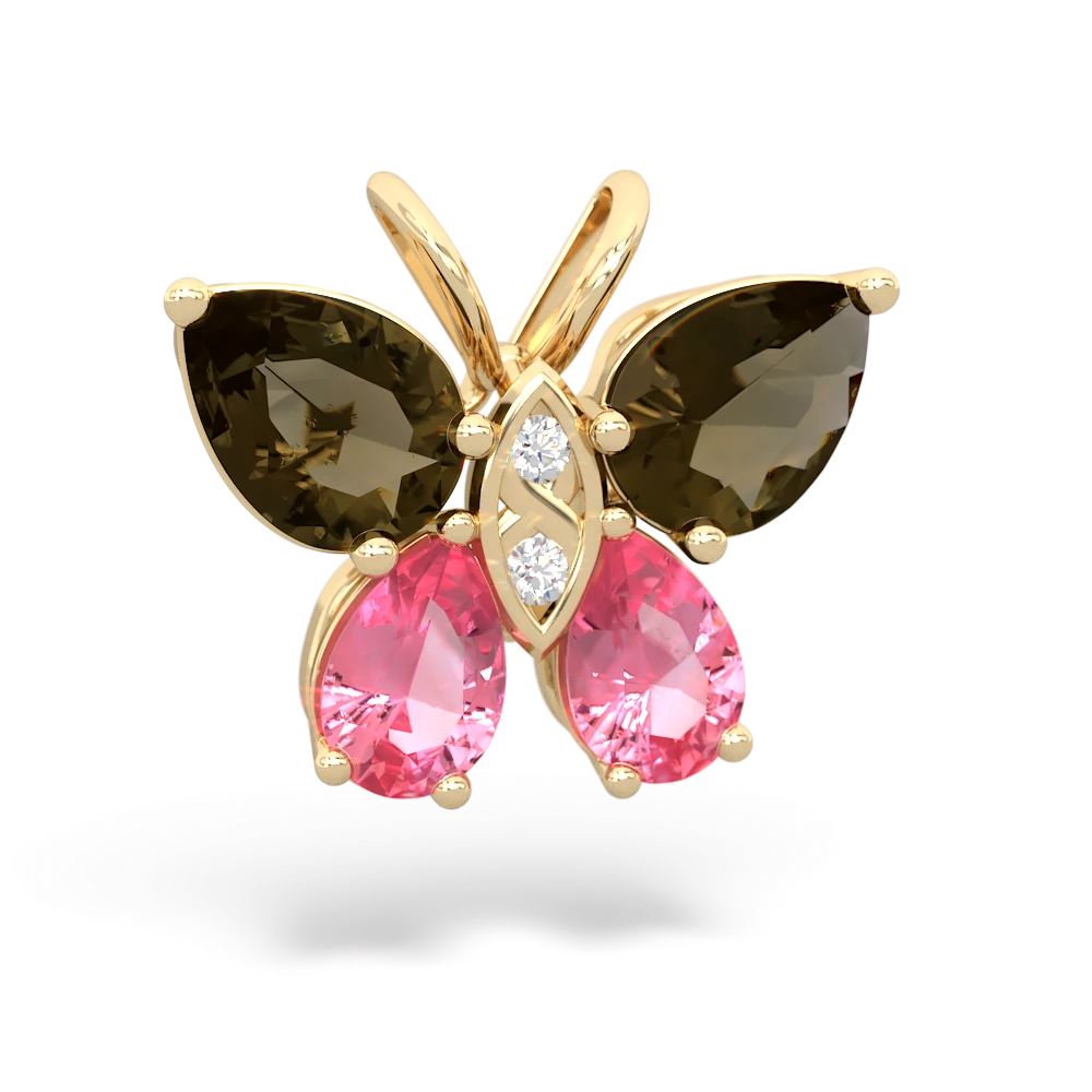 Smoky Quartz Butterfly 14K Yellow Gold pendant P2215