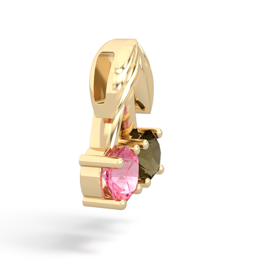 Smoky Quartz Sweet Cherries 14K Yellow Gold pendant P7001