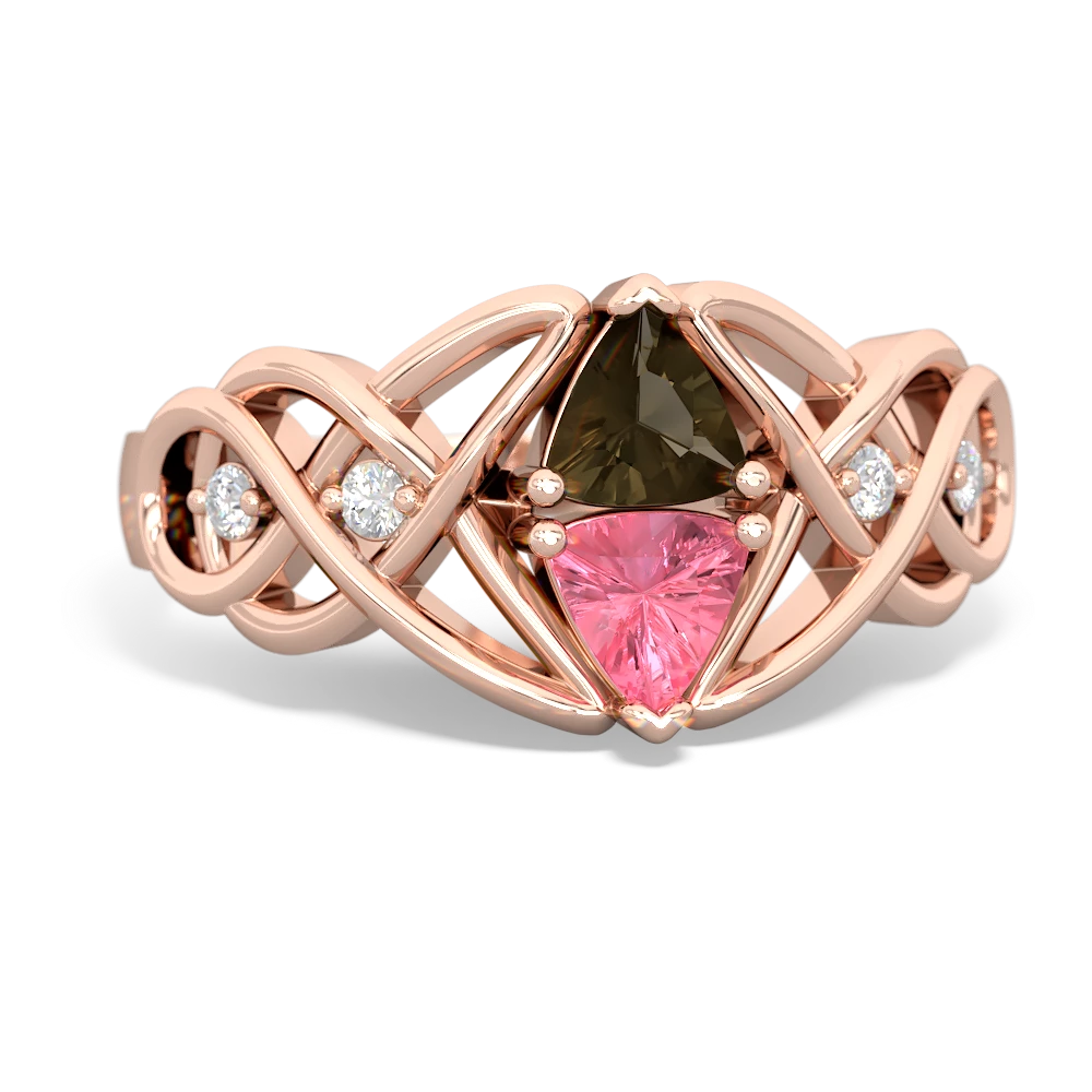 Smoky Quartz Keepsake Celtic Knot 14K Rose Gold ring R5300