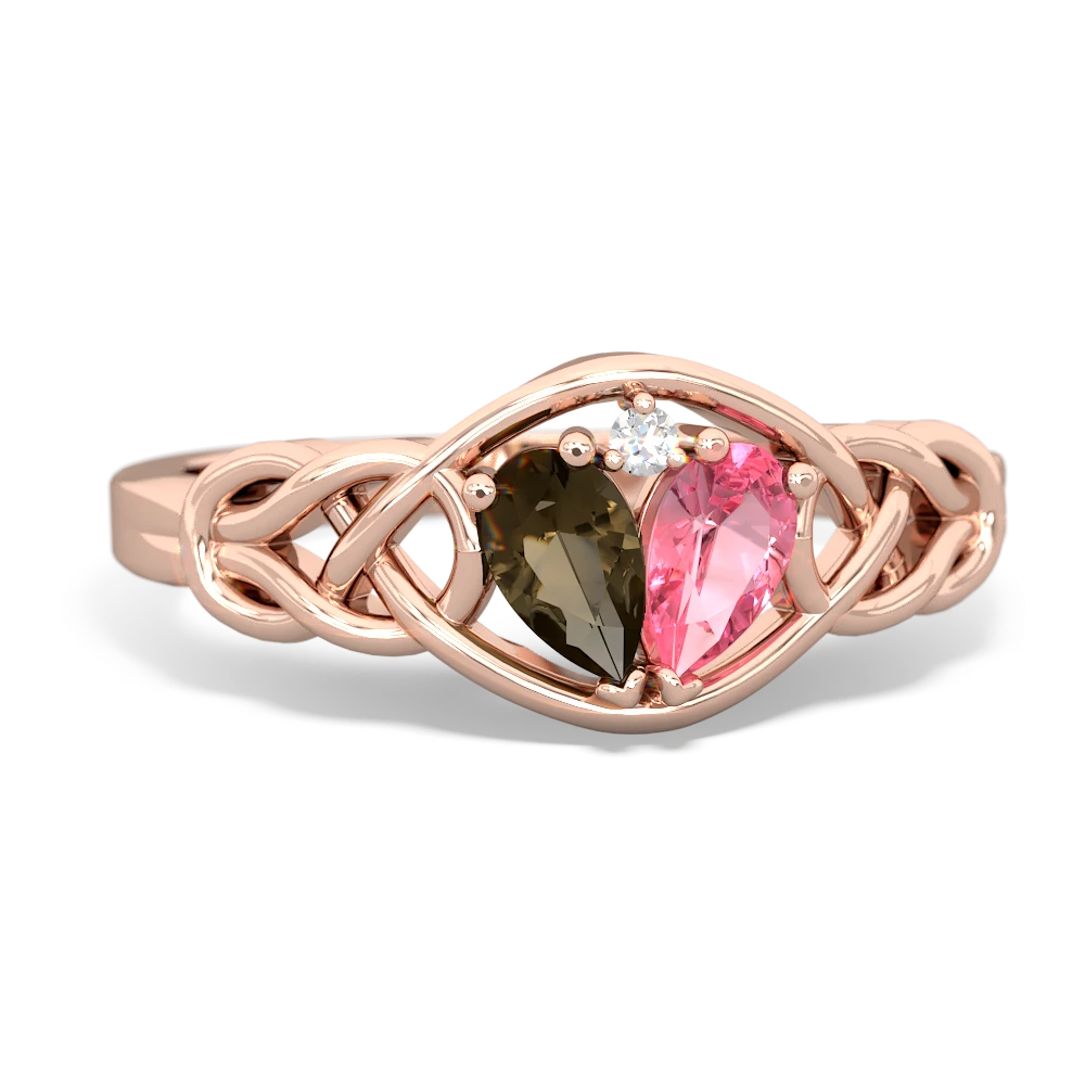 Smoky Quartz Celtic Love Knot 14K Rose Gold ring R5420