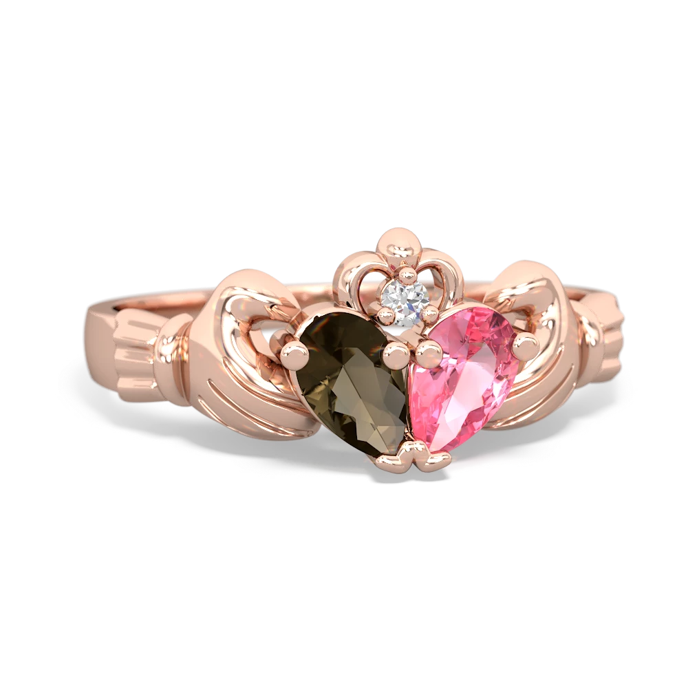 Smoky Quartz 'Our Heart' Claddagh 14K Rose Gold ring R2388