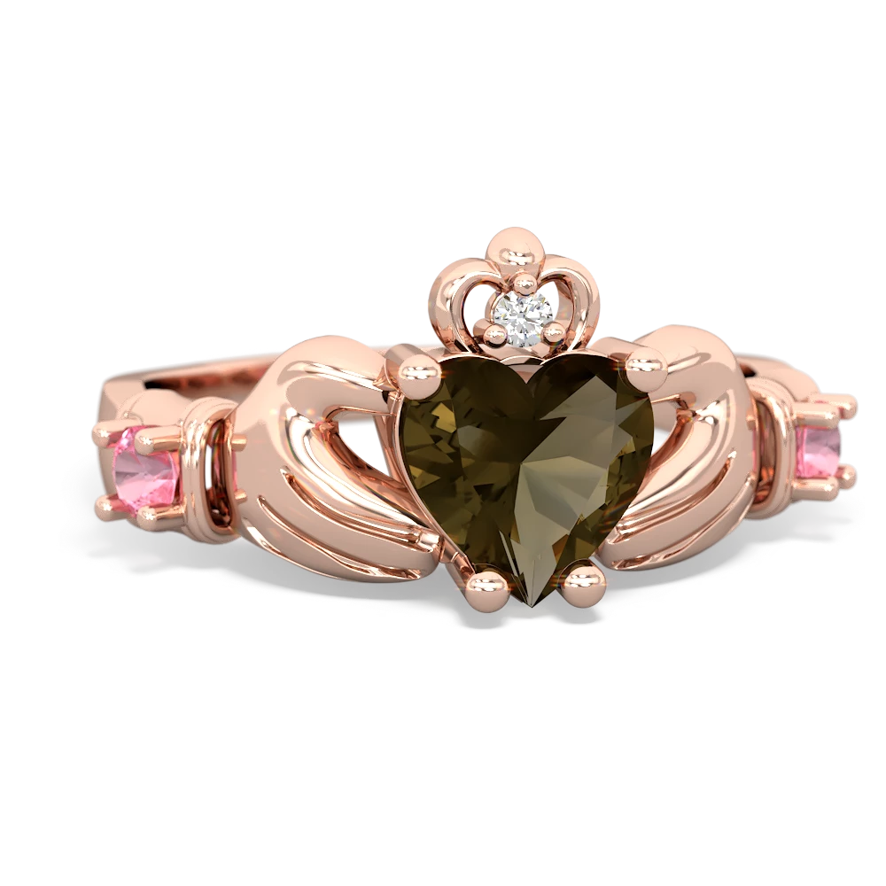 Smoky Quartz Claddagh Keepsake 14K Rose Gold ring R5245