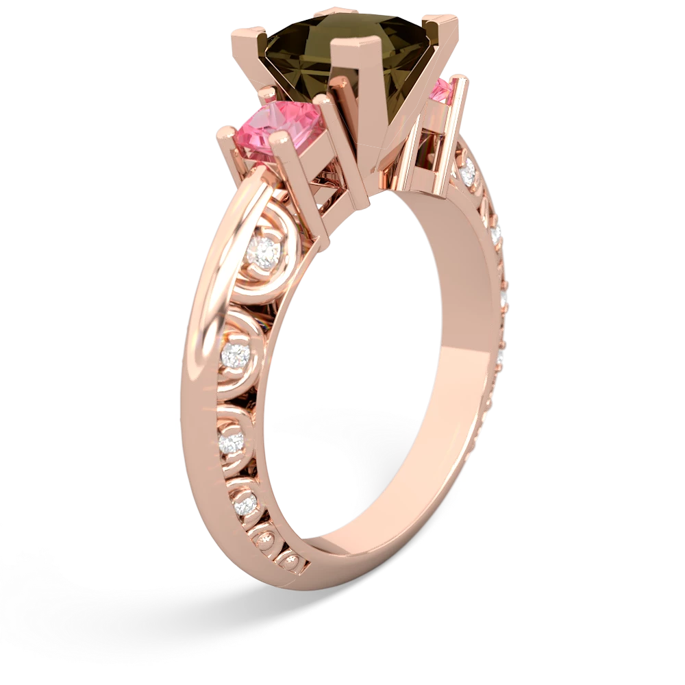 Smoky Quartz Eternal Embrace Engagement 14K Rose Gold ring C2001