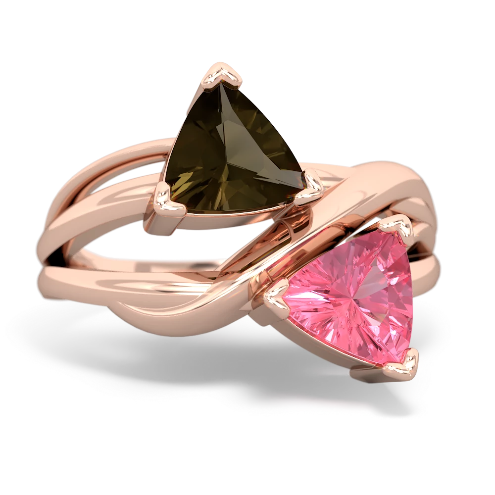 Smoky Quartz Split Band Swirl 14K Rose Gold ring R2341