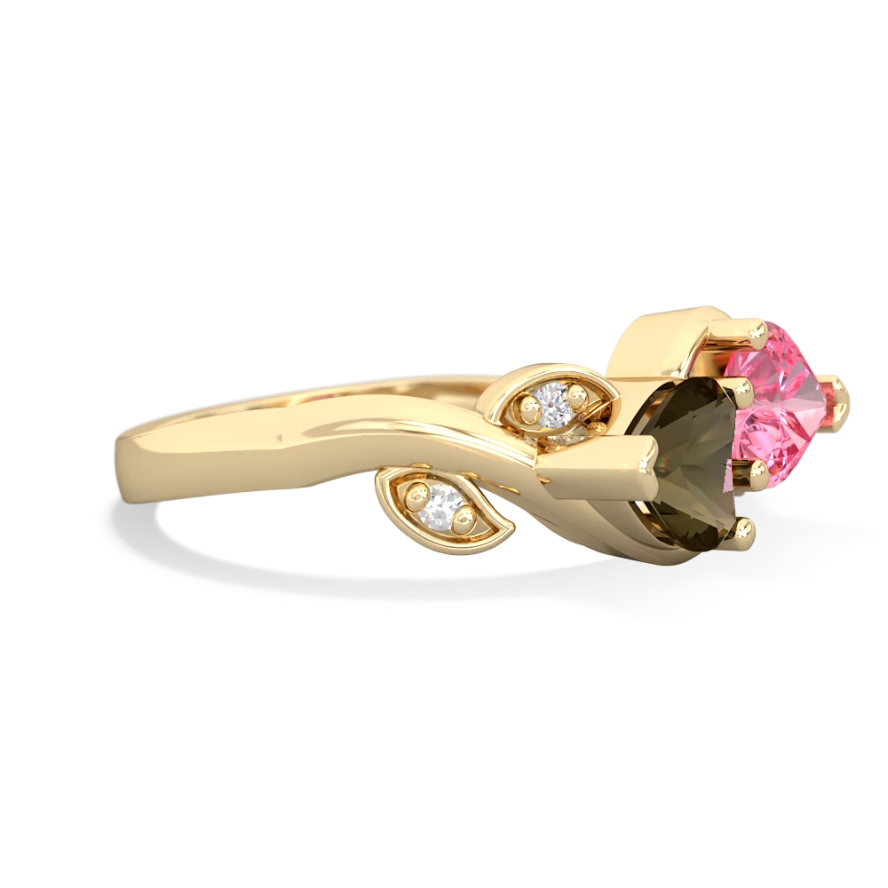 Smoky Quartz Floral Elegance 14K Yellow Gold ring R5790