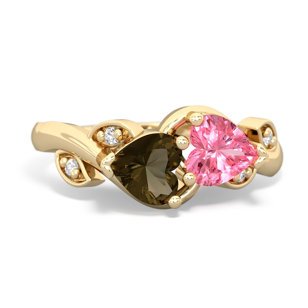 Smoky Quartz Floral Elegance 14K Yellow Gold ring R5790