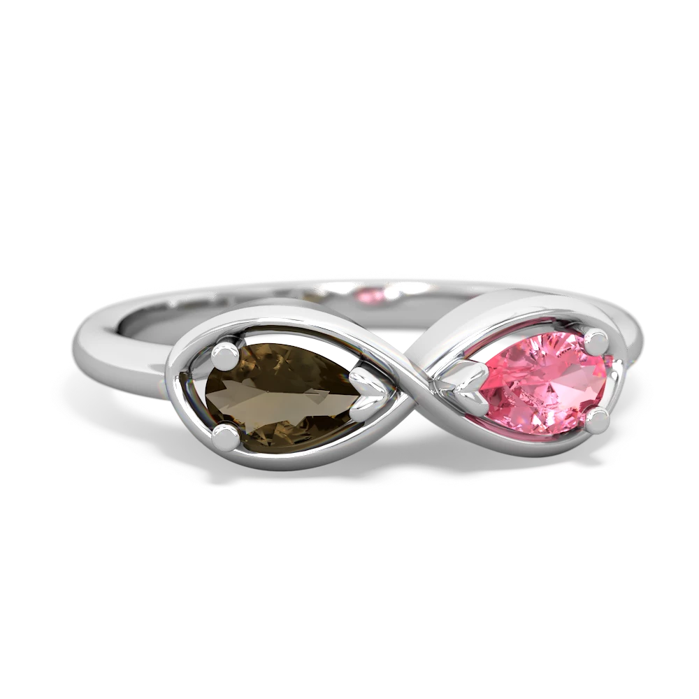 Smoky Quartz Infinity 14K White Gold ring R5050