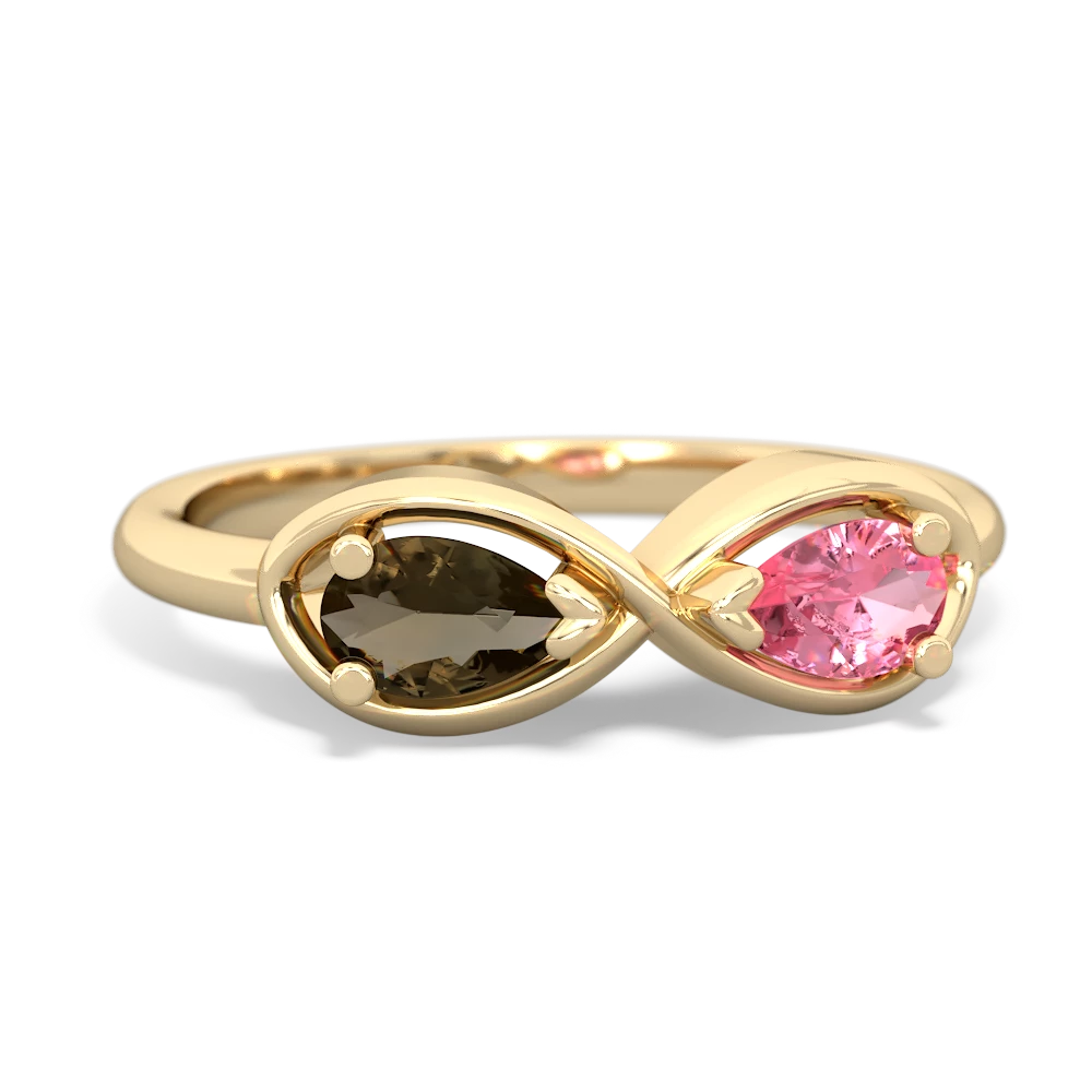 Smoky Quartz Infinity 14K Yellow Gold ring R5050