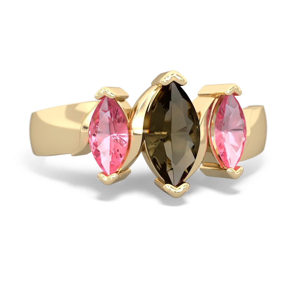 Smoky Quartz Three Peeks 14K Yellow Gold ring R2433