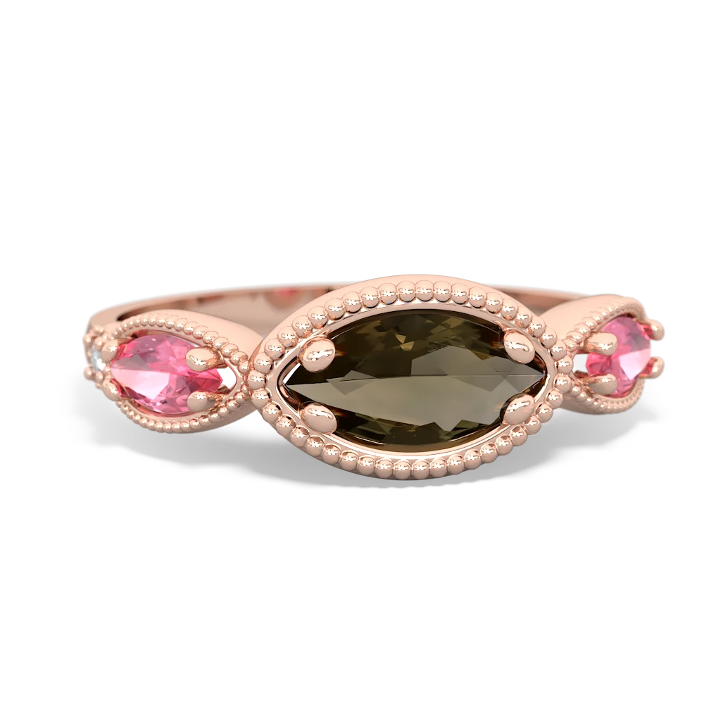 Smoky Quartz Milgrain Marquise 14K Rose Gold ring R5700