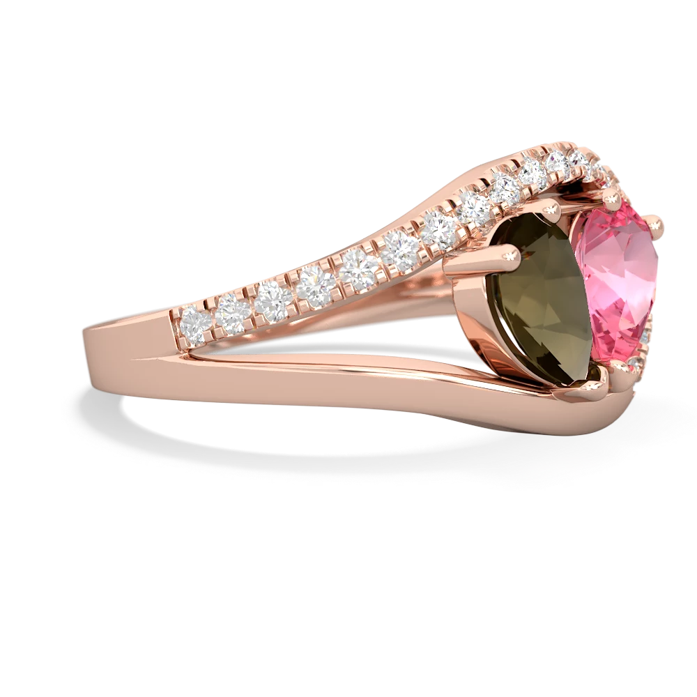 Smoky Quartz Nestled Heart Keepsake 14K Rose Gold ring R5650