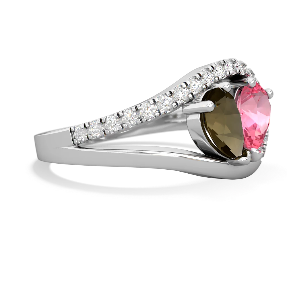 Smoky Quartz Nestled Heart Keepsake 14K White Gold ring R5650