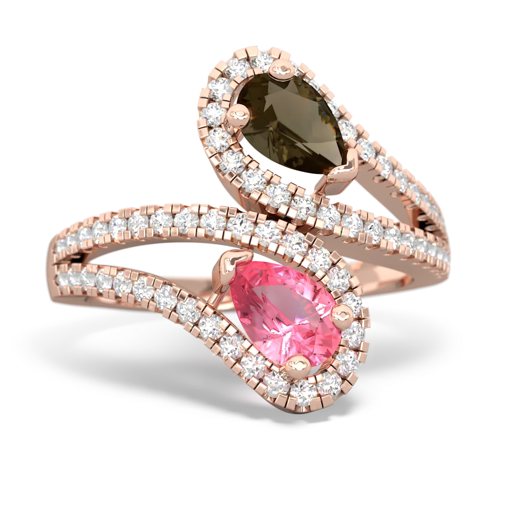 Smoky Quartz Diamond Dazzler 14K Rose Gold ring R3000