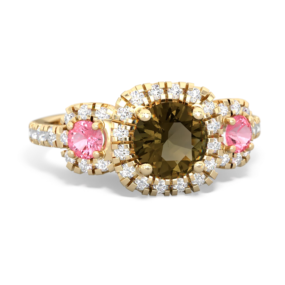 Smoky Quartz Regal Halo 14K Yellow Gold ring R5350