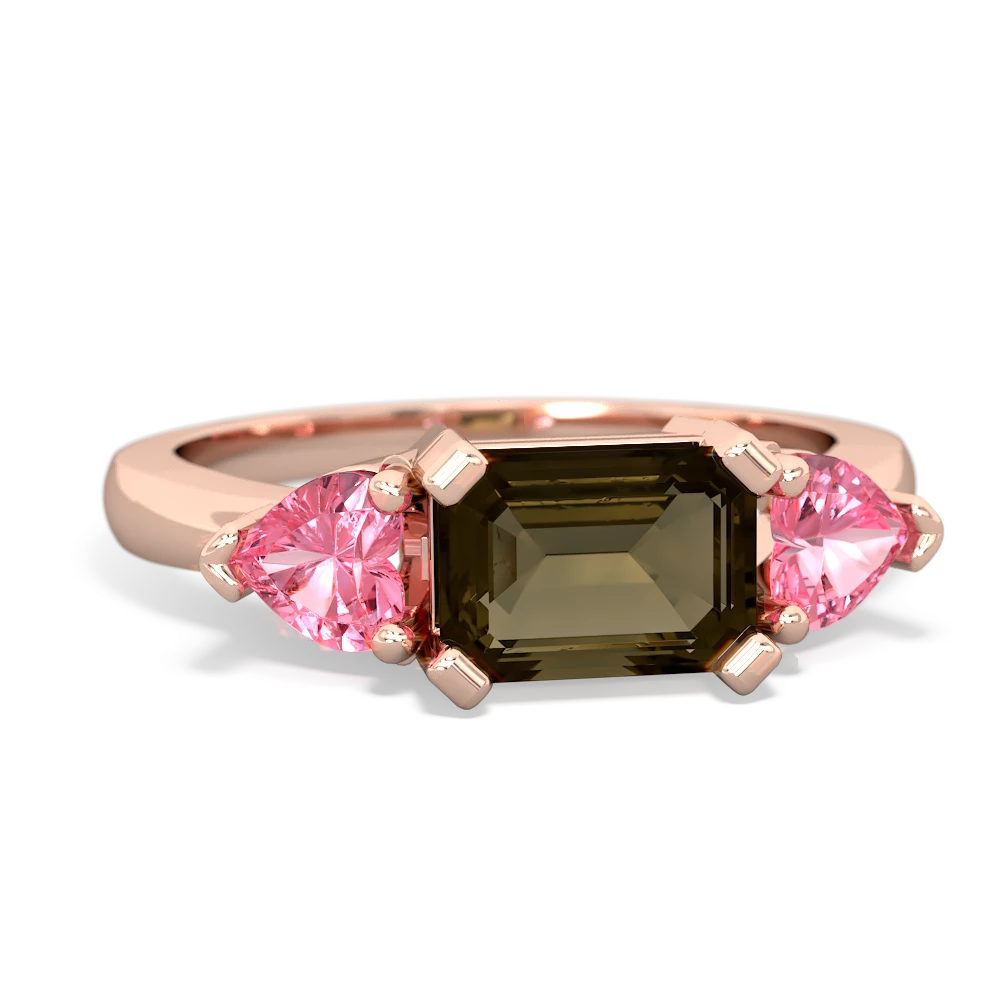 Smoky Quartz Three Stone 14K Rose Gold ring R5235