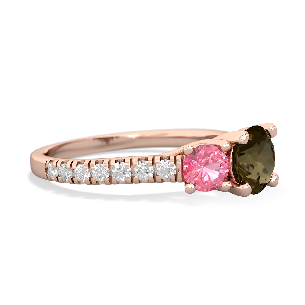 Smoky Quartz Pave Trellis 14K Rose Gold ring R5500