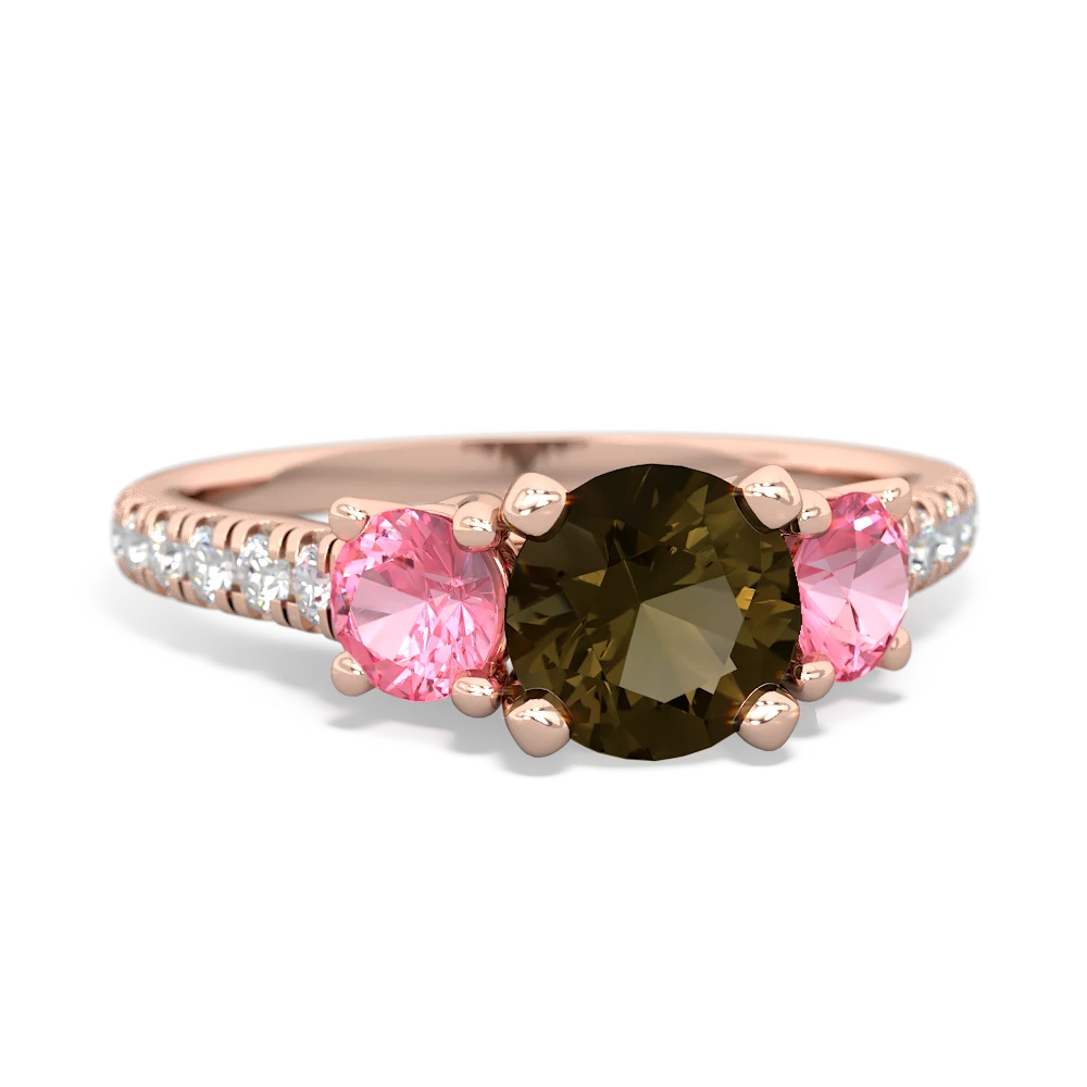 Smoky Quartz Pave Trellis 14K Rose Gold ring R5500