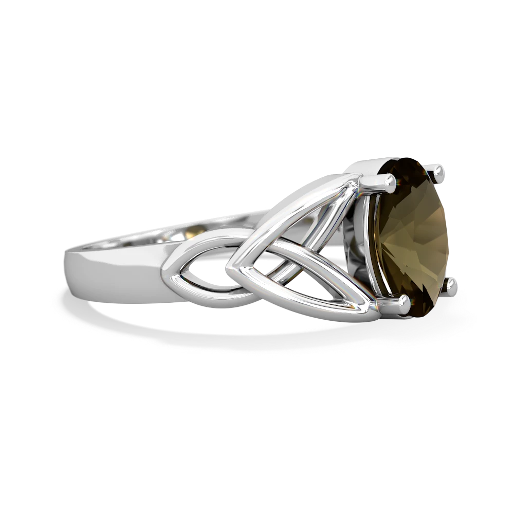 Smoky Quartz Celtic Trinity Knot 14K White Gold ring R2389