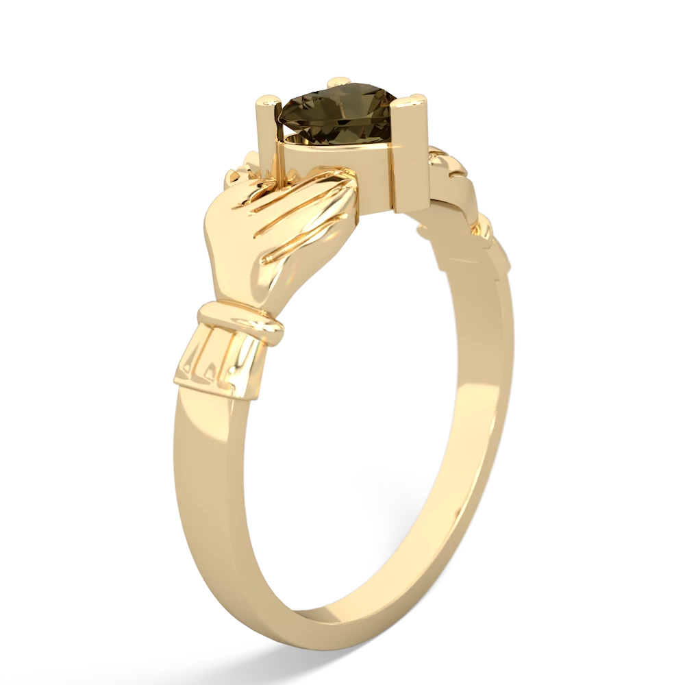 Smoky Quartz Claddagh 14K Yellow Gold ring R2370