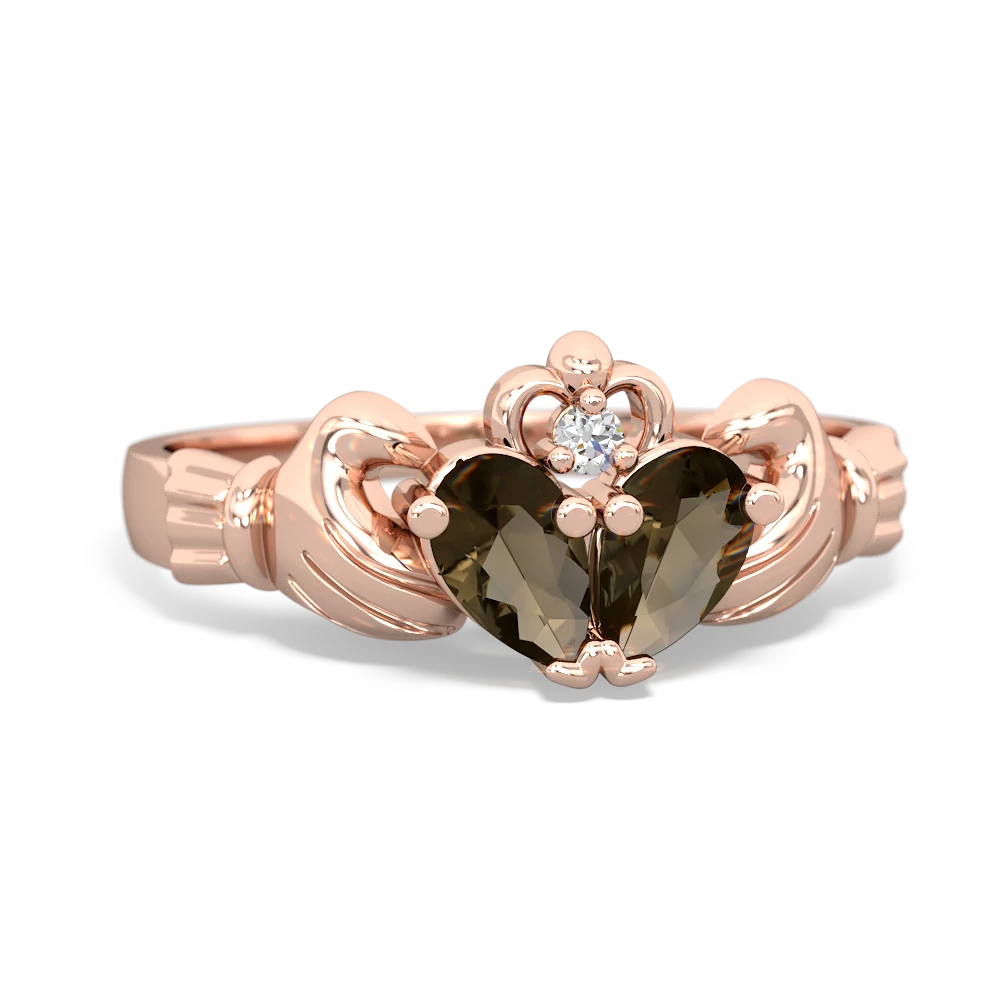 Smoky Quartz 'Our Heart' Claddagh 14K Rose Gold ring R2388
