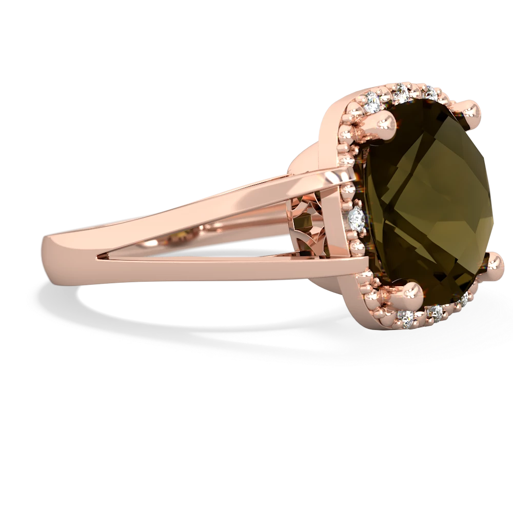 Smoky Quartz Art Deco Cocktail 14K Rose Gold ring R2498